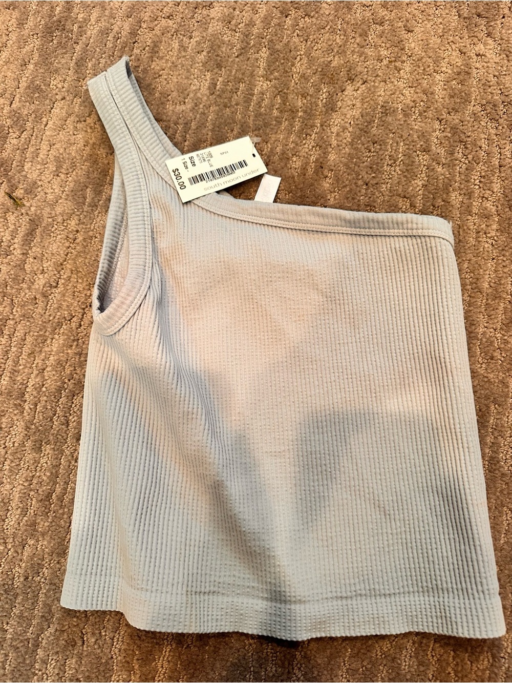 Niki-Biki ribbed One-Shoulder Tank Top in Light Blue